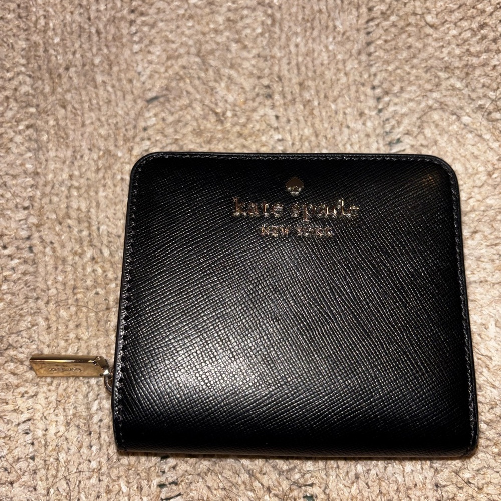 Kate Spade Black Leather Wallet 4.25 x 4” NWOT